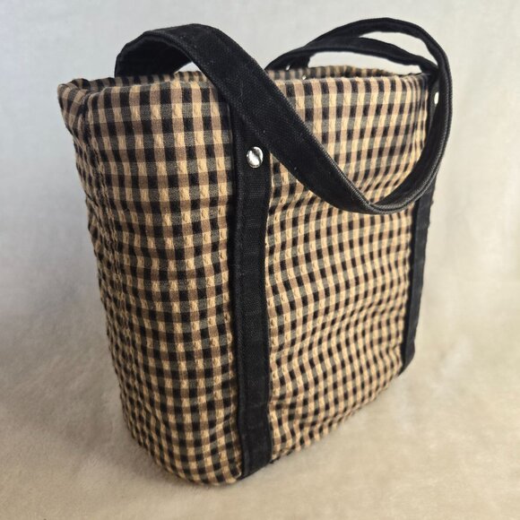 Longaberger Gingham Checkered Tote Bag With Snap Buttons - Picture 2 of 3